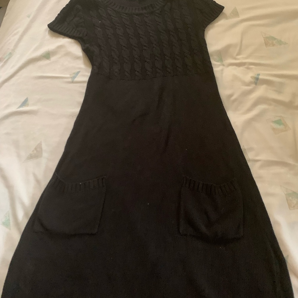 Chesley Black short Sleeve Dress. 100% cotton sweater dress